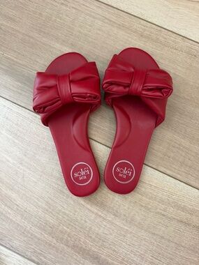 Solei Women’s Red Bow Slide Sandals